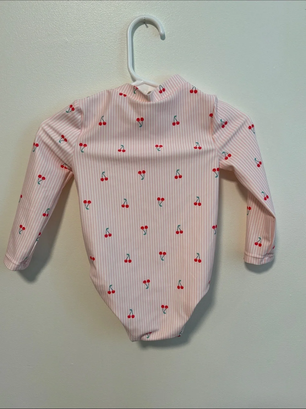 ⭐ 3 for $15 Carter's Pink Striped Long-Sleeve Cherry Rash Guard One-Piece
